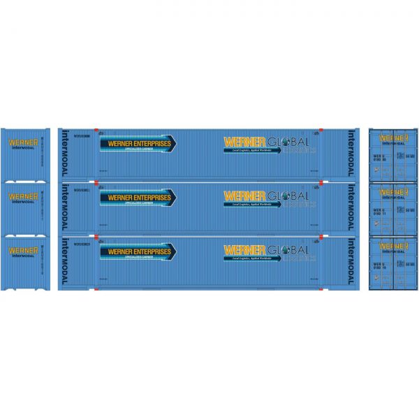 Athearn 26680  HO 53’ Jindo Containers, WERU (3 Pack)