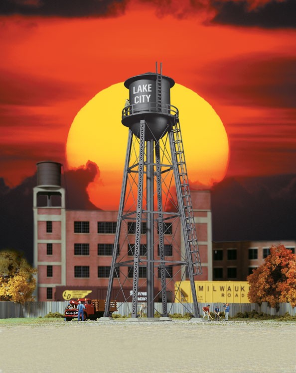 Walthers Cornerstone 3832  City Water Tower - Assembled - Black