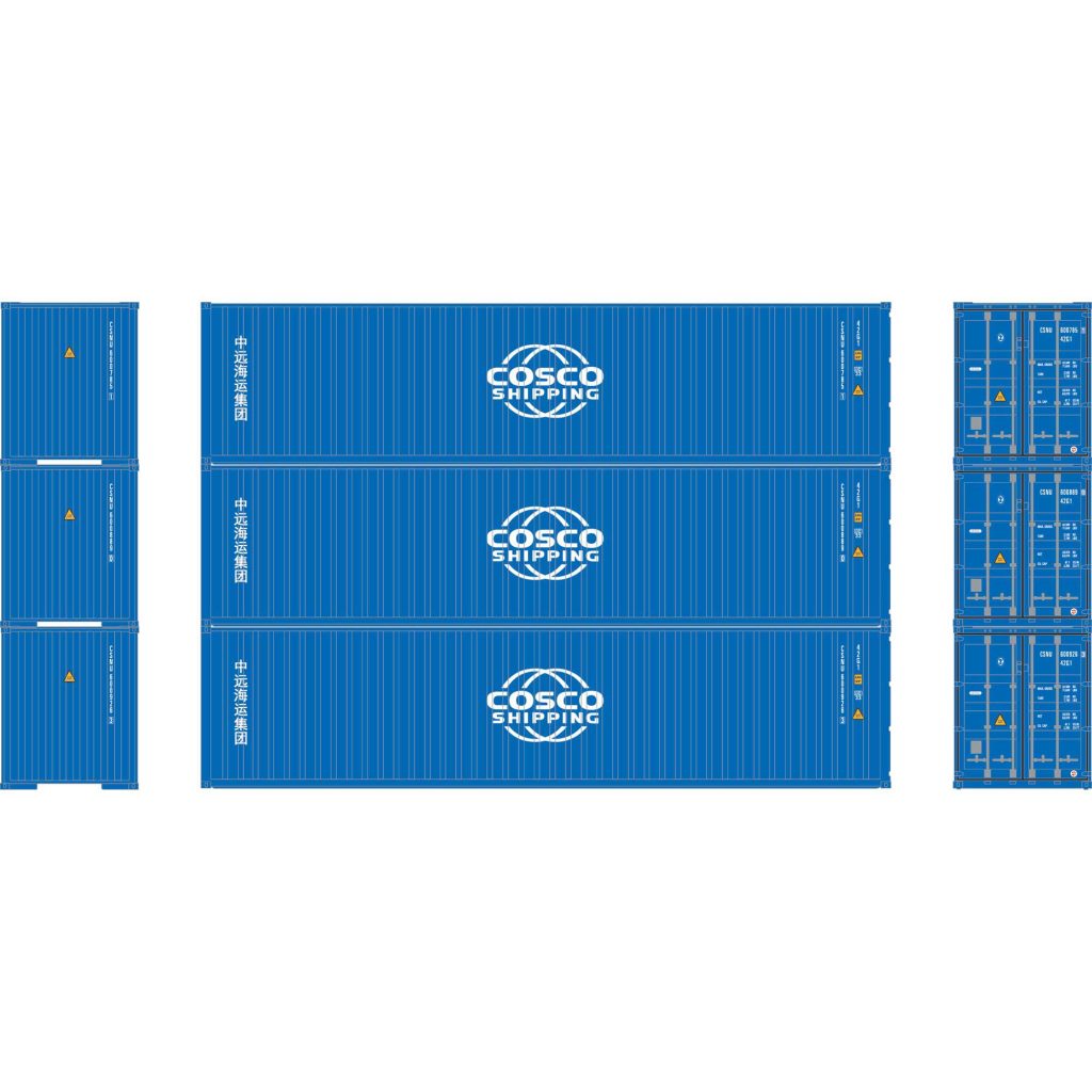 Athearn 17436 N 40' Corrugated HC Container, Cosco (3 Pack) - The ...