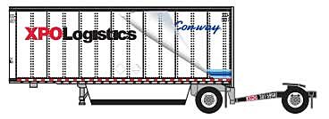 Trainworx 42891-04  28' Pup Van Trailer with Converter Dolly, XPO Logistics/Conway